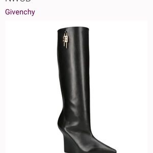 Givenchy Black Leather Wedge Boots